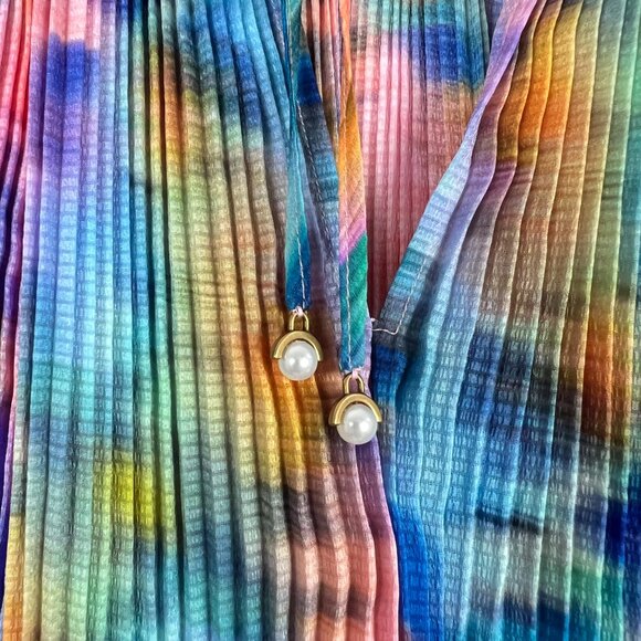 Tanya Taylor Shanalee Top Shirt Accordion Pleated Long Sleeve Size Small S EUC - Picture 13 of 13